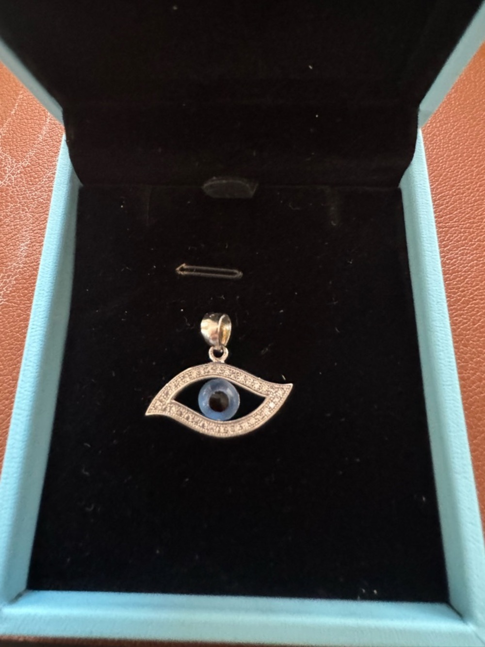 Sterling Silver (925) Evil Eye Pendant with Blue Center